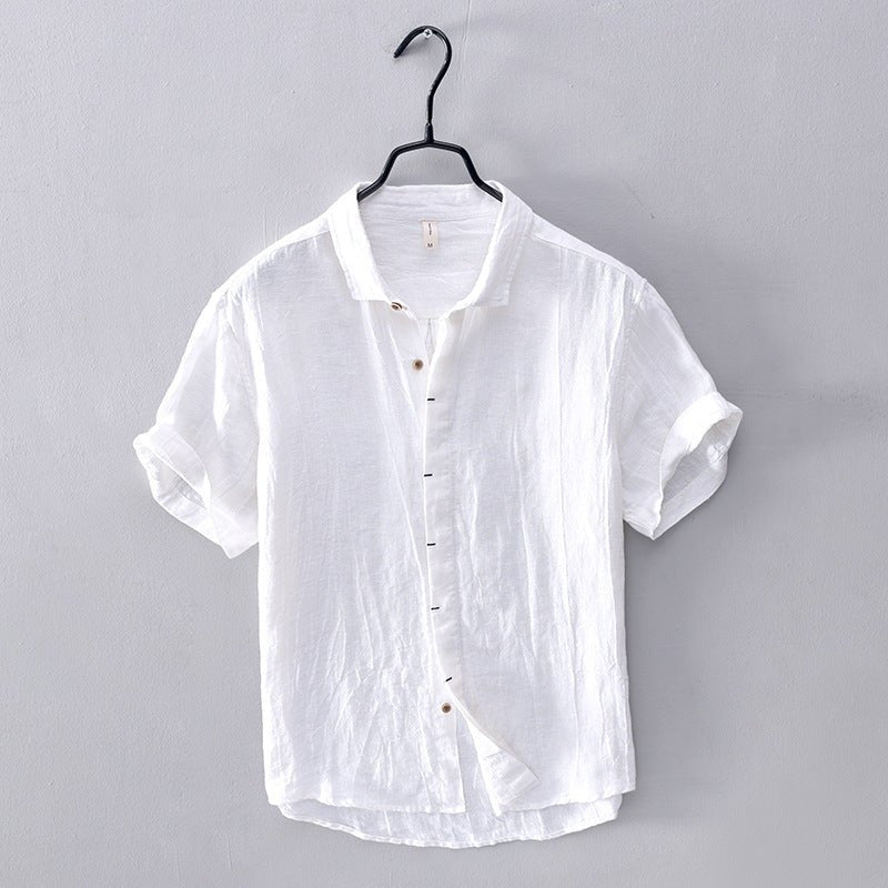 Men's Short Sleeve Linen Button - Up Shirt