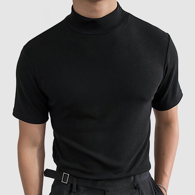 Men’s Short Sleeve Mock Neck Top with Fitted Silhouette