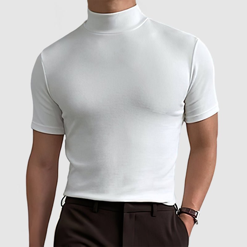 Men’s Short Sleeve Mock Neck Top with Fitted Silhouette
