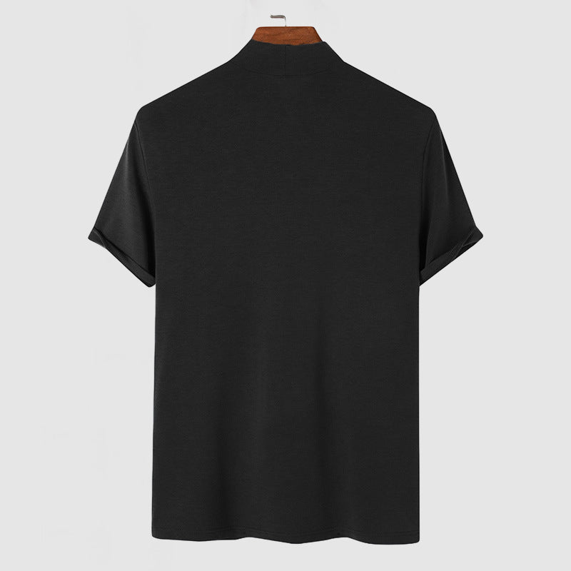 Men’s Short Sleeve Mock Neck Top with Fitted Silhouette