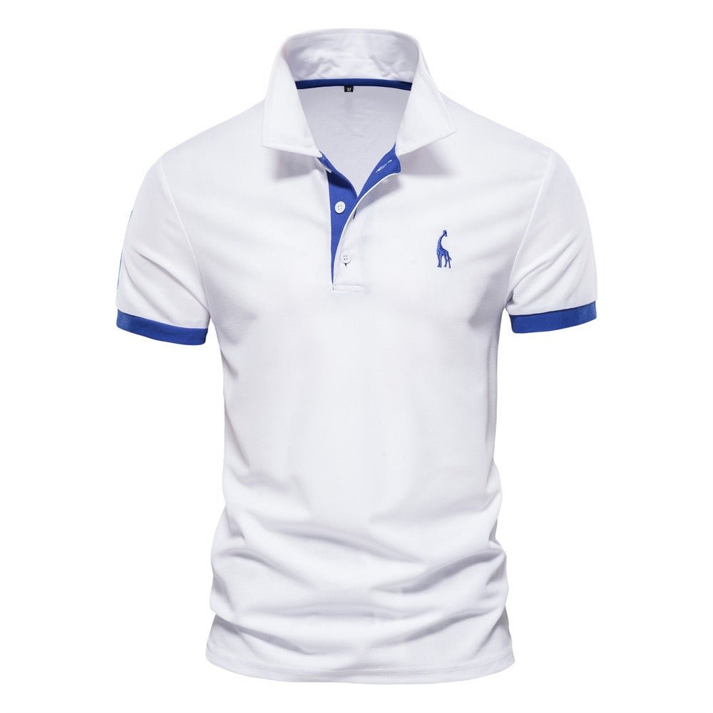 Men’s Short Sleeve Polo Shirt with Button Placket and Ribbed Collar