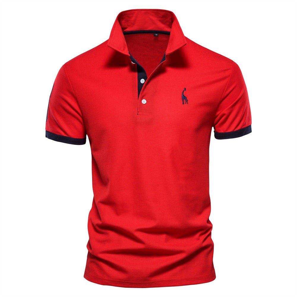 Men’s Short Sleeve Polo Shirt with Button Placket and Ribbed Collar