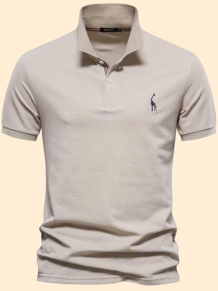 Men’s Short Sleeve Polo Shirt with Collar and Button Placket