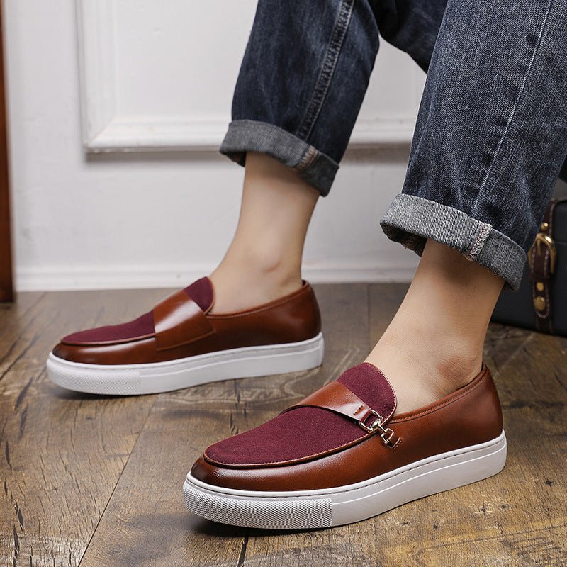 Men’s Slip - On Loafer Sneakers with Strap Detail and Two - Tone Upper