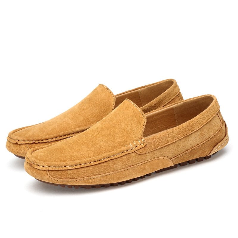 Men’s Slip - On Loafers with Moc Toe Stitching and Textured Outsole
