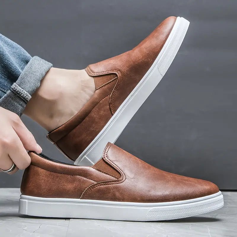 Men’s Slip - On Sneakers with Elastic Side Panels and Low Top Sole