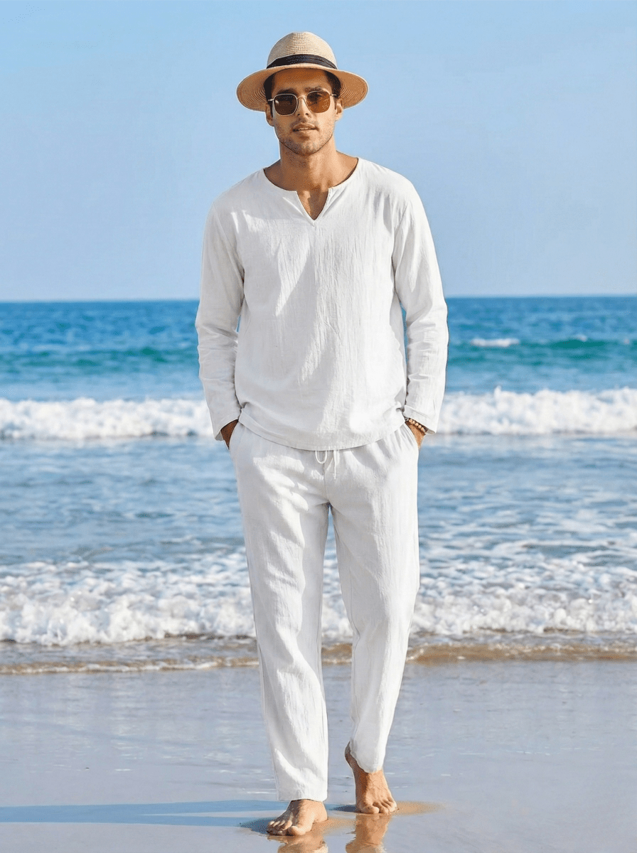 Men’s Two - Piece Relaxed Shirt and Pants Set – Effortless Contemporary Style