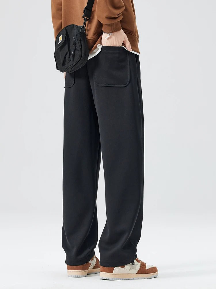 Men's Wide Leg Drawstring Waist Pants with Side Pockets