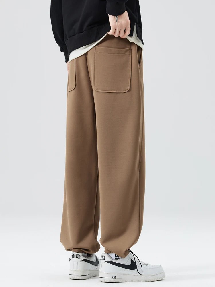 Men's Wide Leg Drawstring Waist Pants with Side Pockets