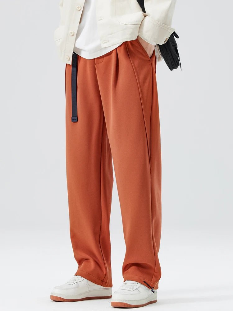 Men's Wide Leg Drawstring Waist Pants with Side Pockets