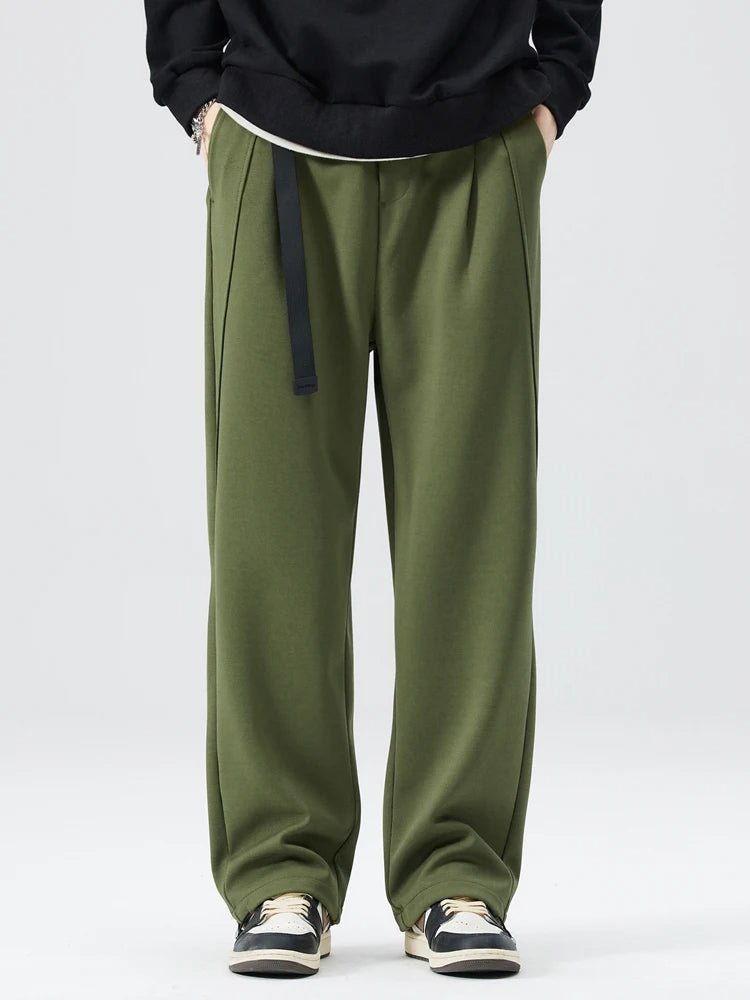 Men's Wide Leg Drawstring Waist Pants with Side Pockets