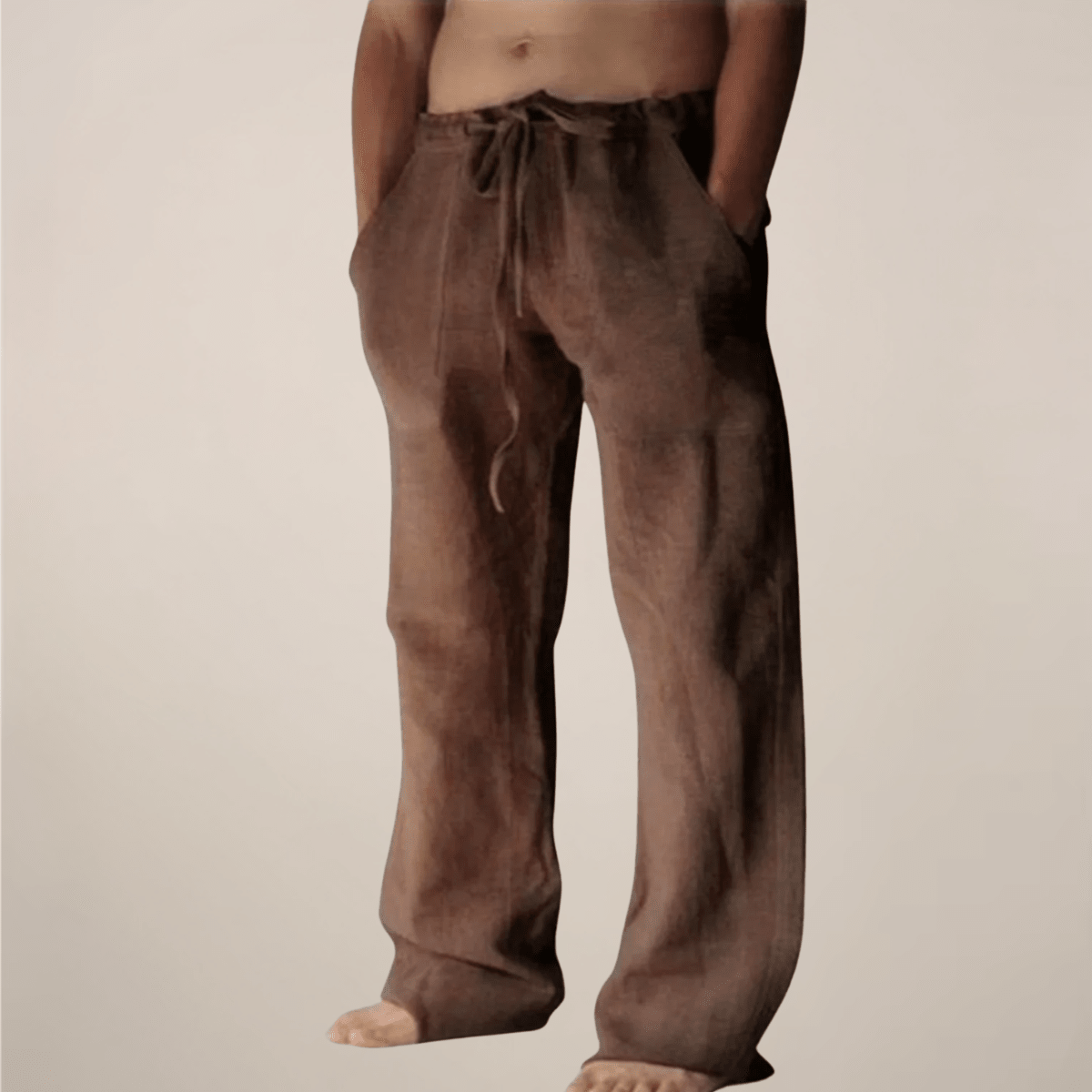 Men’s Wide - Leg Linen Pants with Elasticated Waist and Drawstring