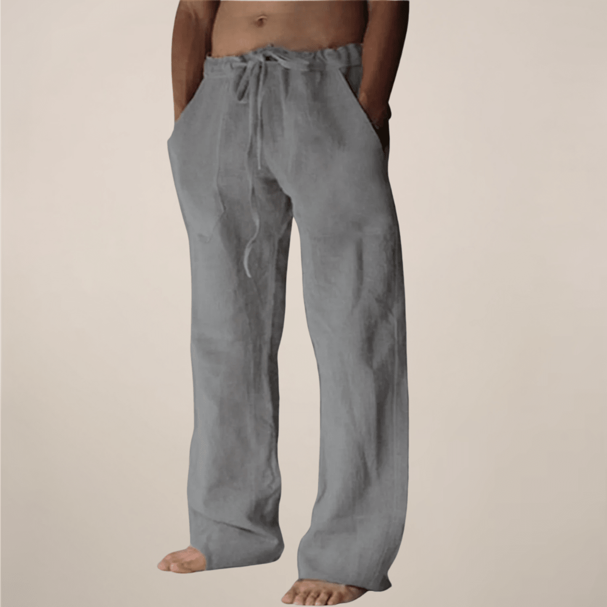 Men’s Wide - Leg Linen Pants with Elasticated Waist and Drawstring