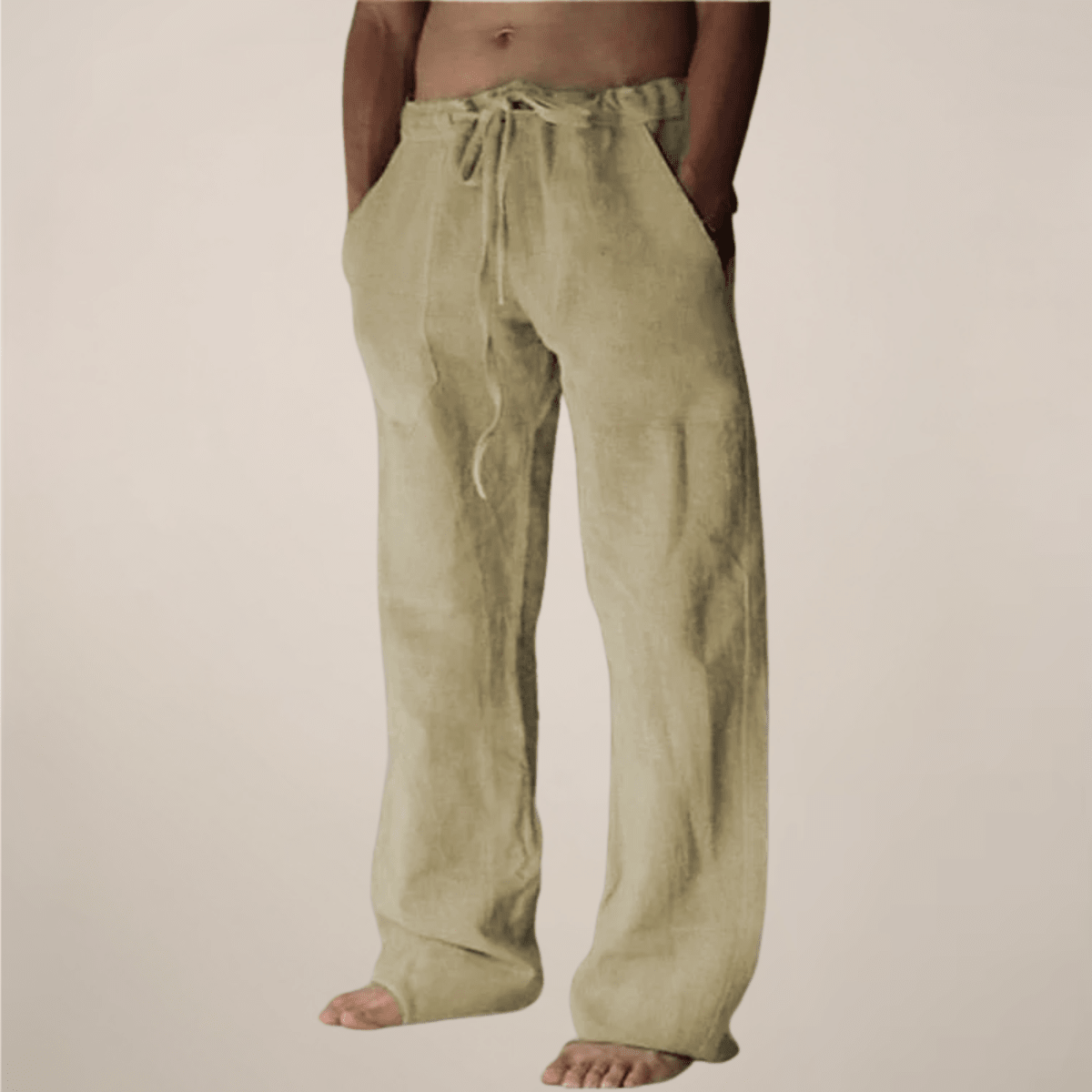 Men’s Wide - Leg Linen Pants with Elasticated Waist and Drawstring
