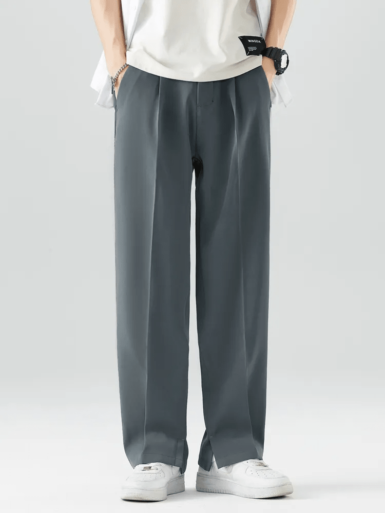 Men's Wide Leg Pleated Elastic Waist Relaxed Pants
