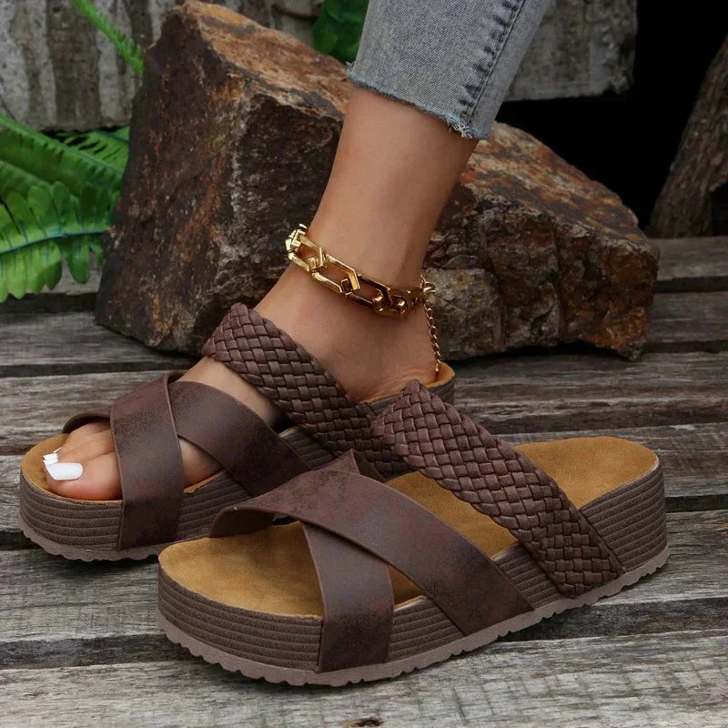 Women's Orthopedic Sandals Platform Braided Strap