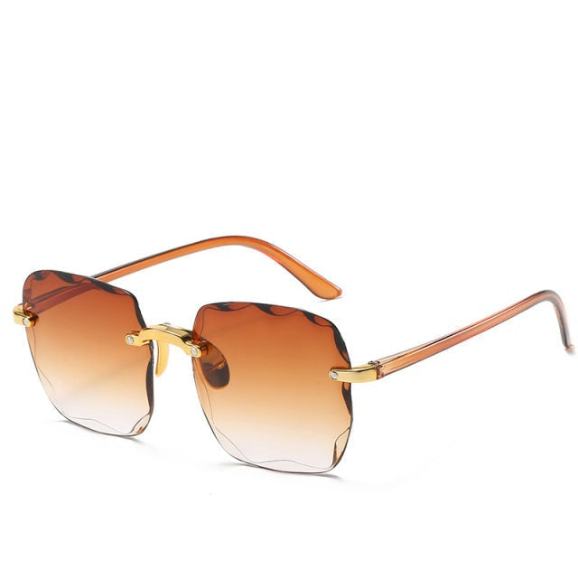 Women's Sunglasses Rimless Oversized Square Gradient Lenses