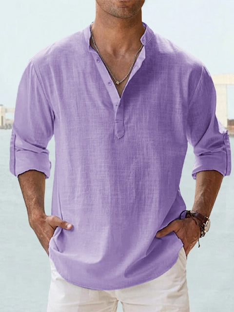 Men's Linen Shirt V-Neck