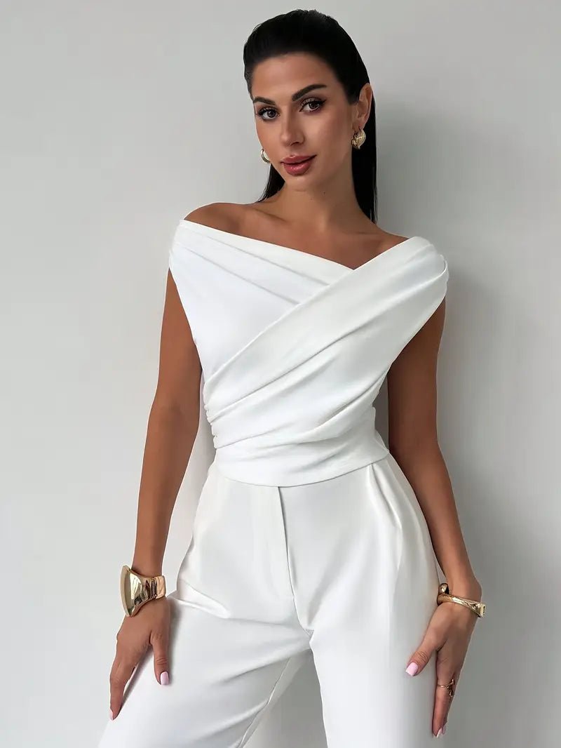 Women’s Draped Off - Shoulder Top with Asymmetrical Neckline