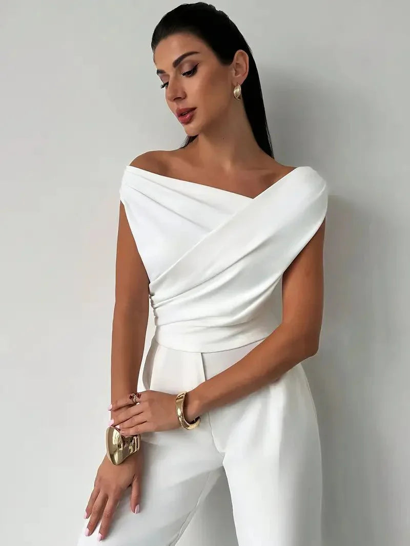 Women’s Draped Off - Shoulder Top with Asymmetrical Neckline
