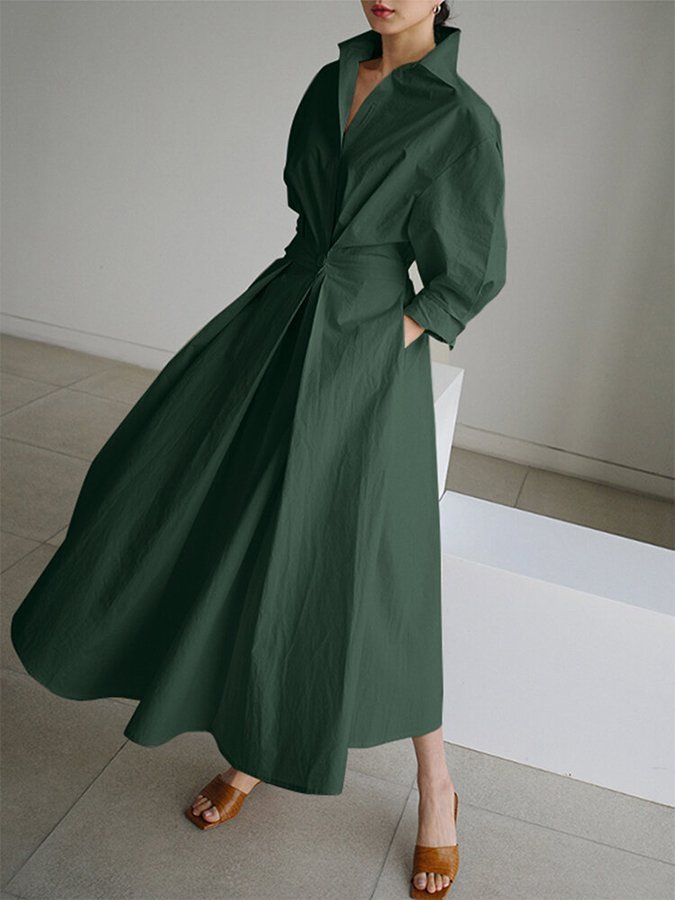 Women’s Elegant Maxi Dress – Structured Waist with Fluid Full - Length Silhouette