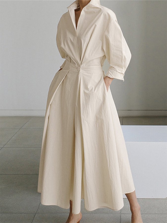 Women’s Elegant Maxi Dress – Structured Waist with Fluid Full - Length Silhouette