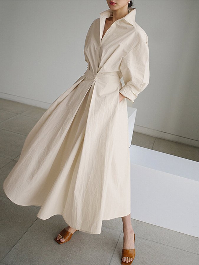 Women’s Elegant Maxi Dress – Structured Waist with Fluid Full - Length Silhouette