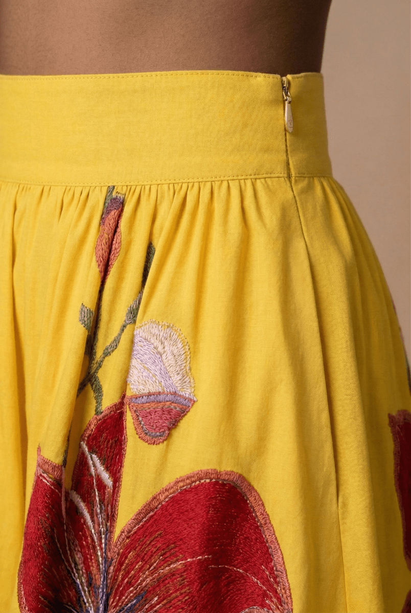 Women’s Floral Maxi Skirt with High Waist and Pleated A - Line Silhouette