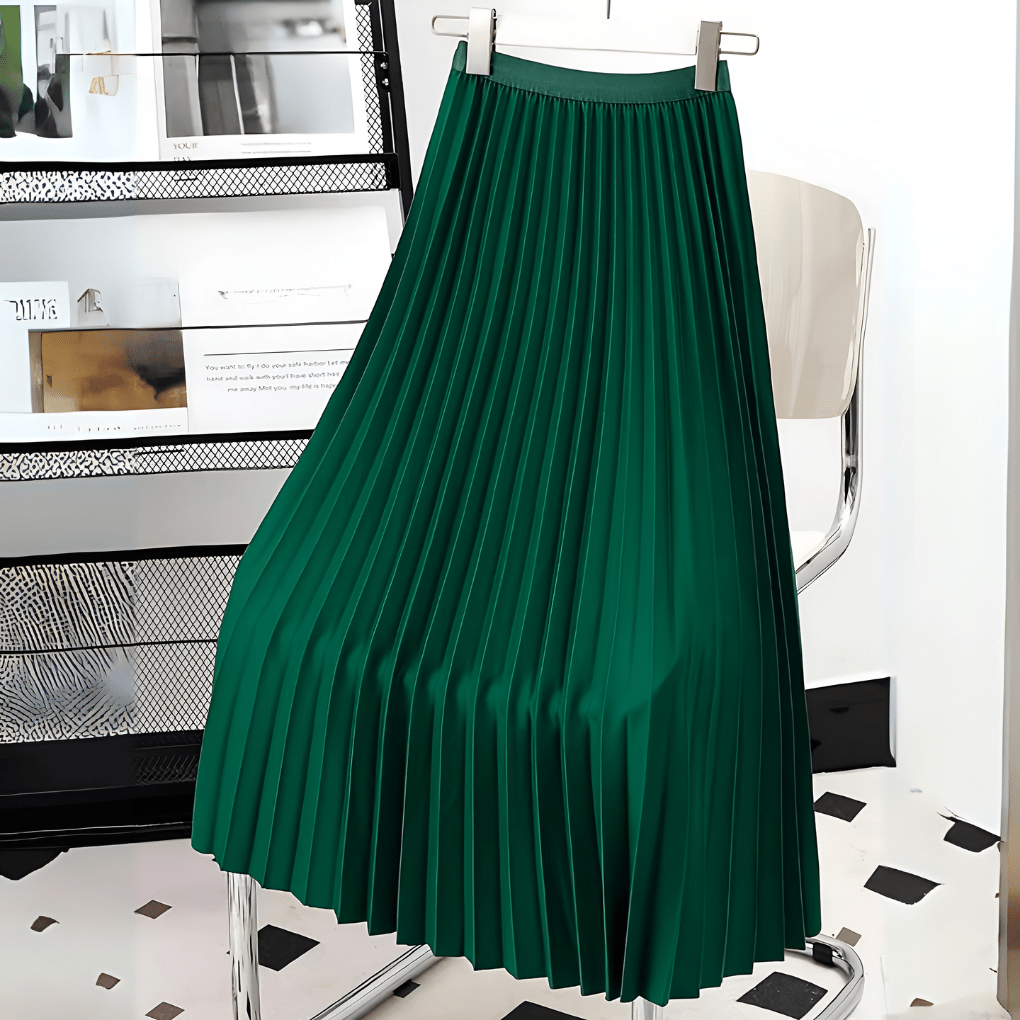 Women’s High - Waist Pleated Midi Skirt – Elegant Structured Silhouette