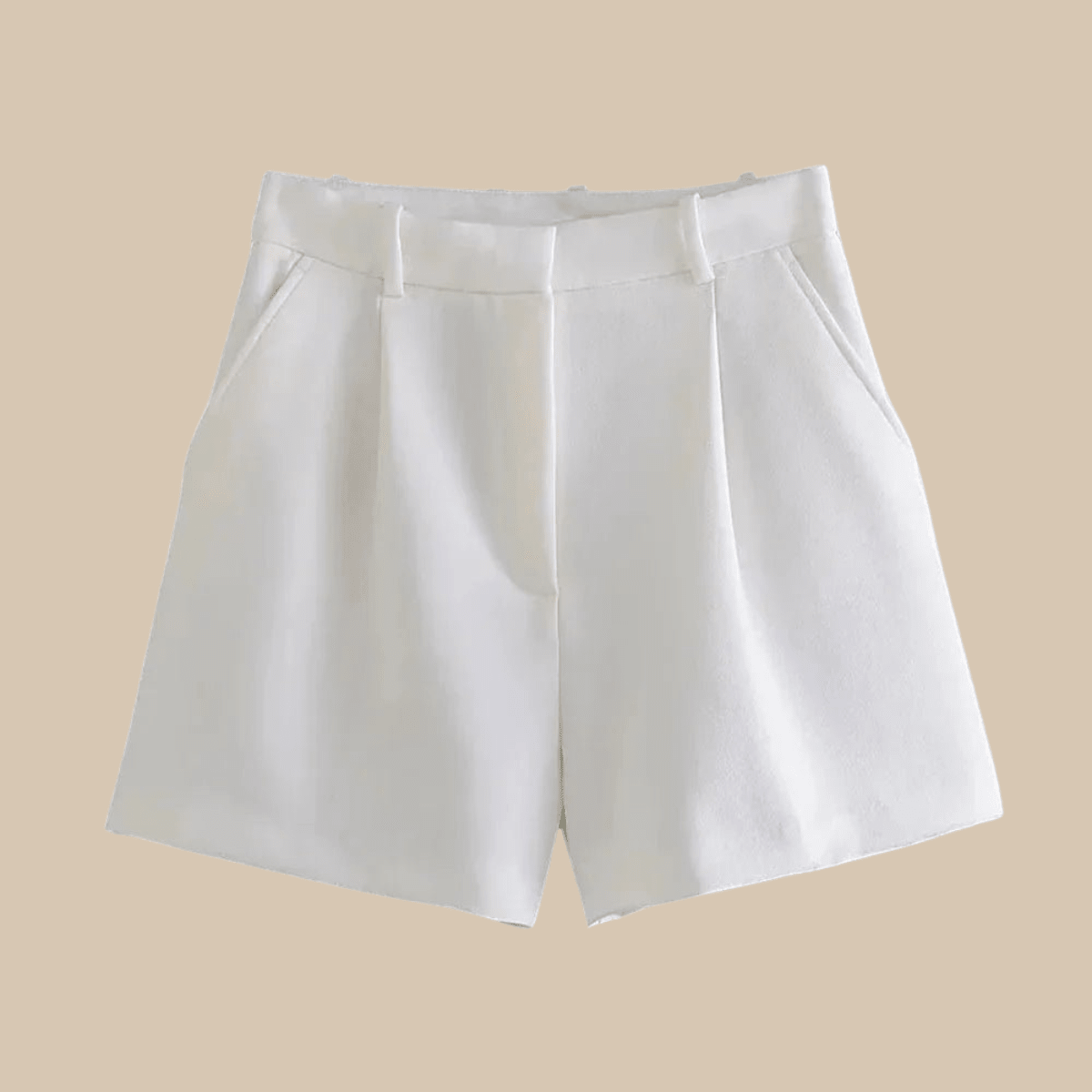 Women’s High - Waist Pleated Shorts with Belt and Side Pockets