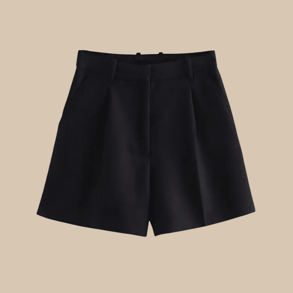 Women’s High - Waist Pleated Shorts with Belt and Side Pockets