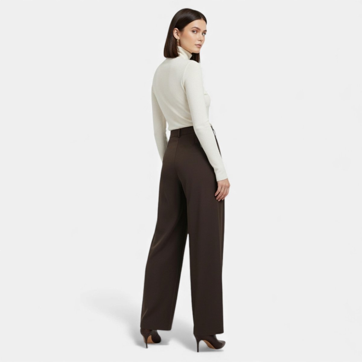 Women’s High - Waist Pleated Wide - Leg Pants with Tailored French - Inspired Silhouette