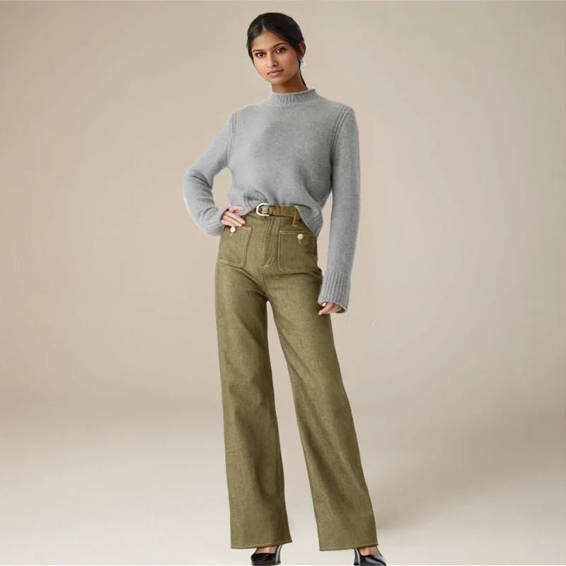 Women’s High - Waist Wide - Leg Jeans – Structured Tailored Fit Denim Pants
