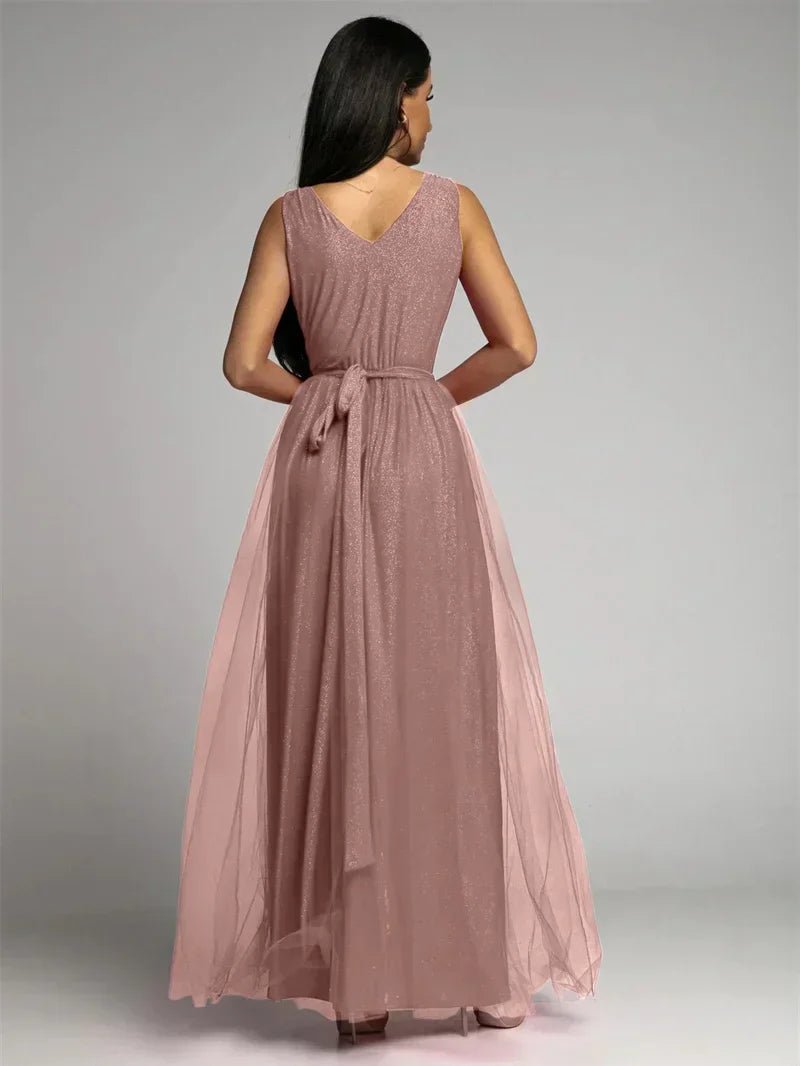 Women’s Maxi Evening Dress with V - Neck and Front Split