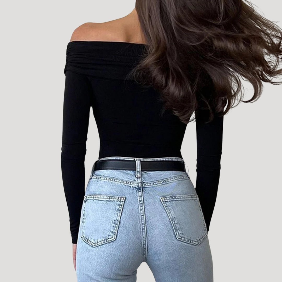 Women’s Off - Shoulder Long Sleeve Top with Wrap Front Design