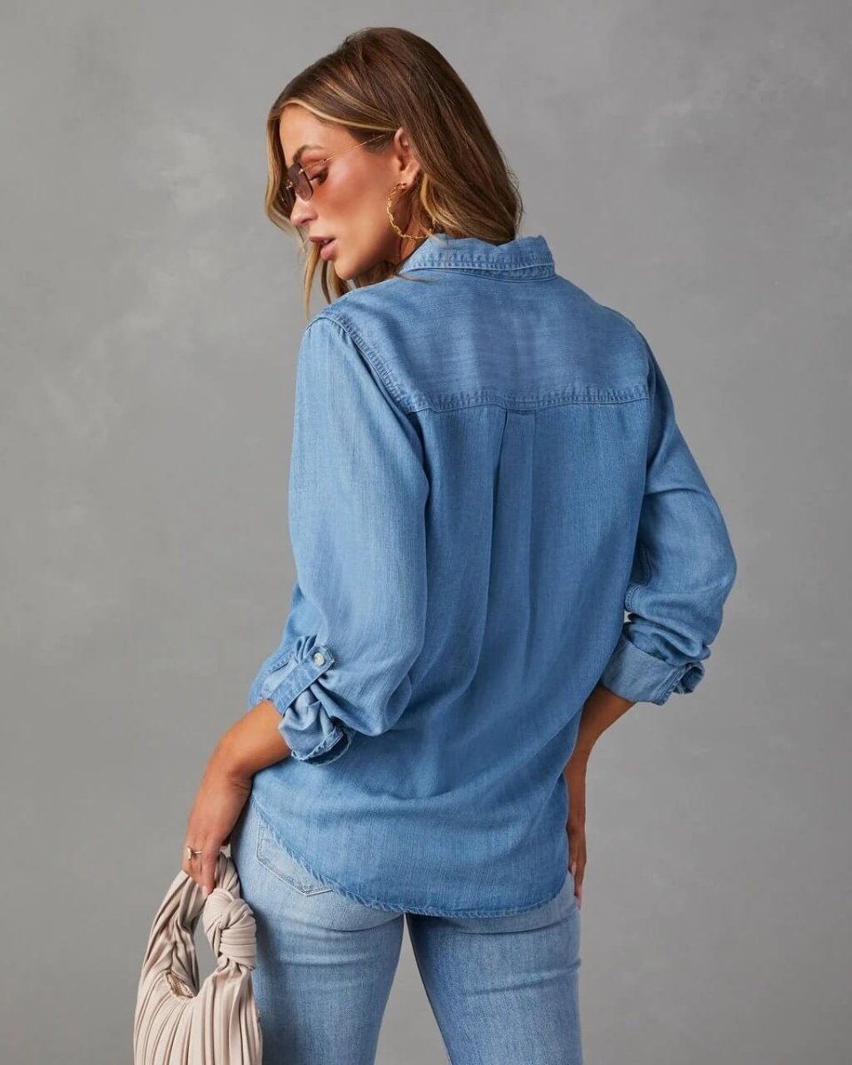 Women’s Oversized Button - Up Shirt with Chest Pockets
