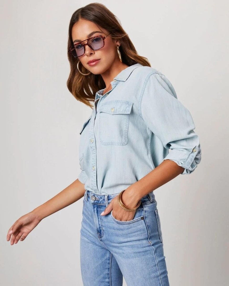 Women’s Oversized Button - Up Shirt with Chest Pockets