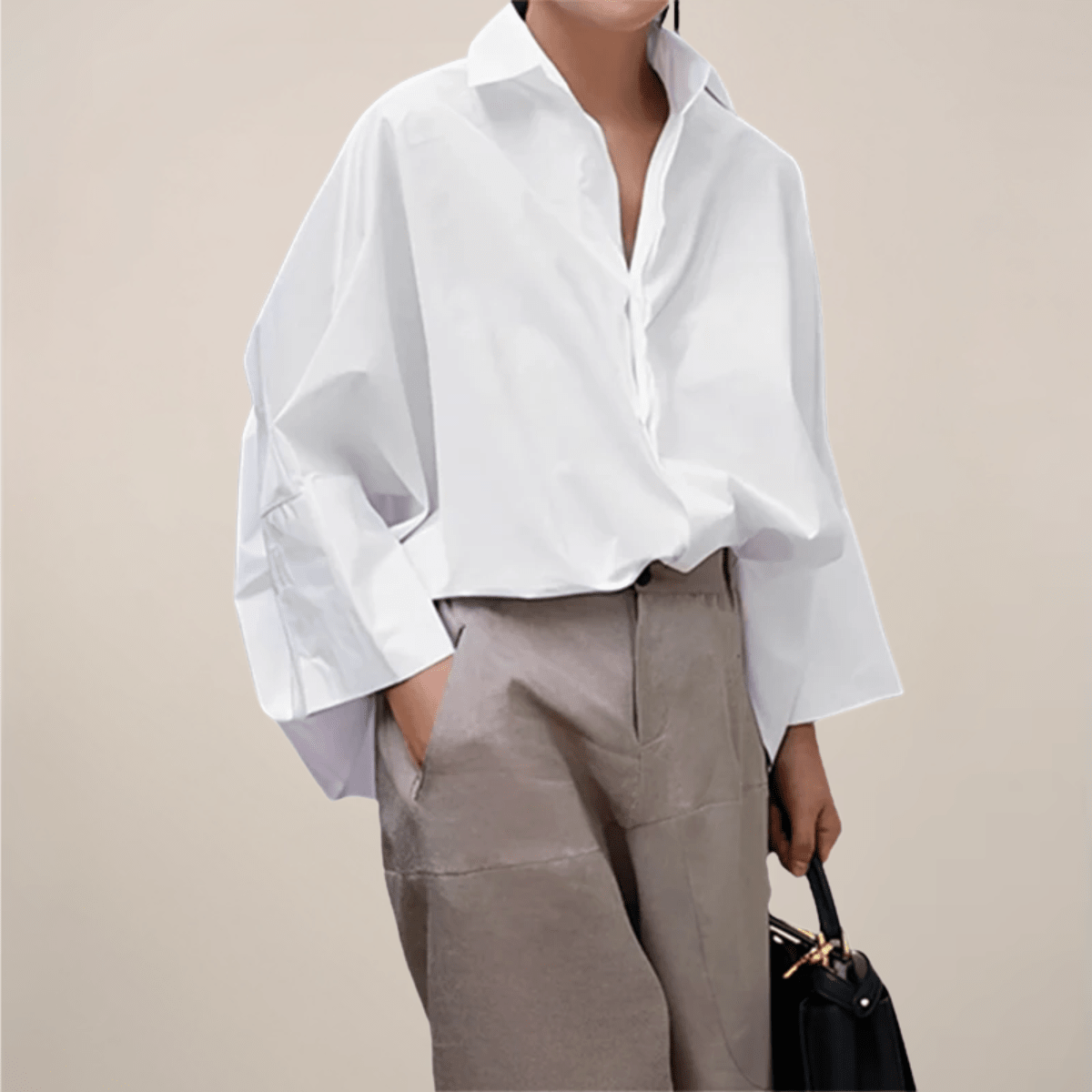 Women’s Oversized Shirt – Modern Boxy Silhouette with Open Placket and Wide Sleeves