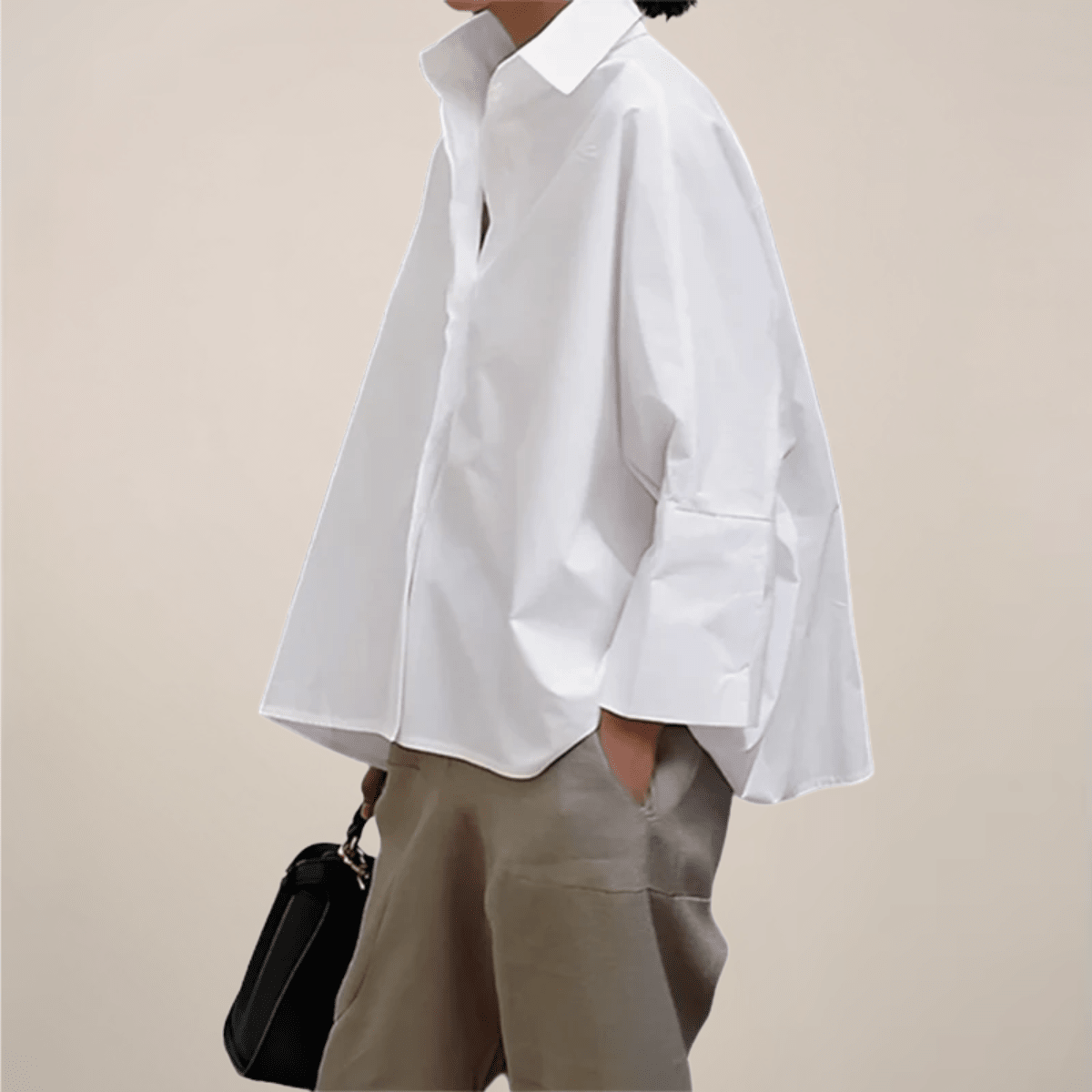 Women’s Oversized Shirt – Modern Boxy Silhouette with Open Placket and Wide Sleeves