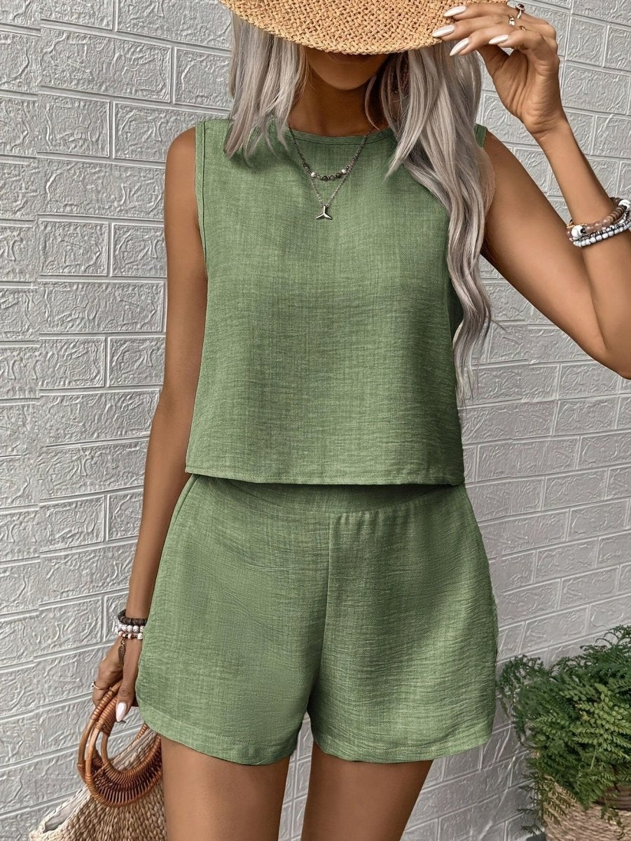 Women’s Sleeveless Top and Shorts Two - Piece Set