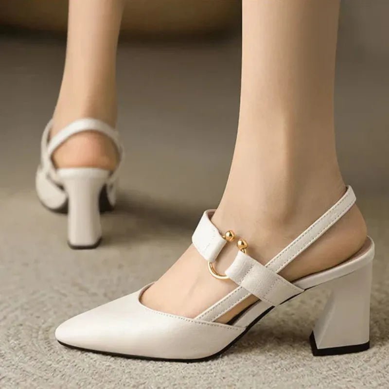 Women’s Slingback Block Heels with Buckle Detail – Elegant Everyday Silhouette