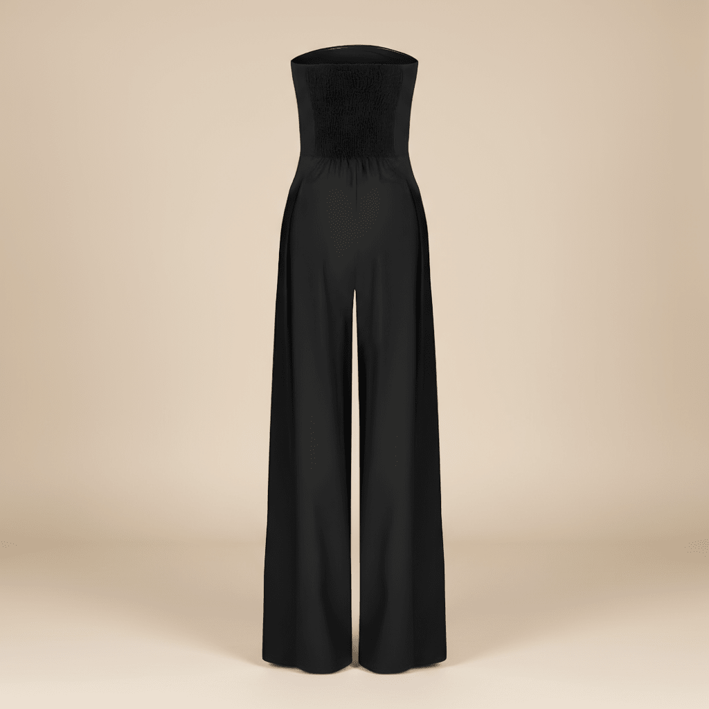 Women’s Strapless Wide - Leg Jumpsuit – Sculpted Bodice with Fluid, Elegant Drape