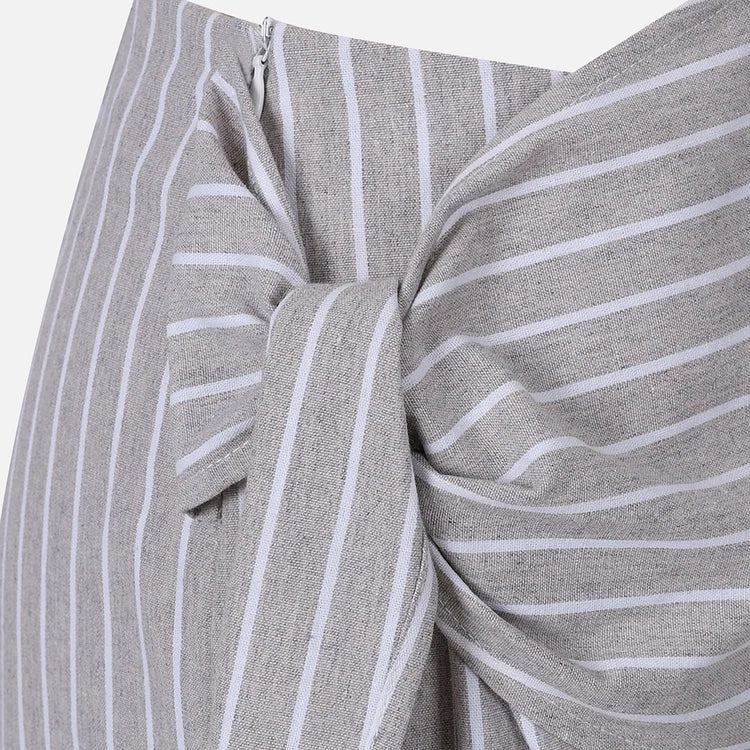 Women’s Striped Crop Top and Wrap Mini Skirt Two Piece Set