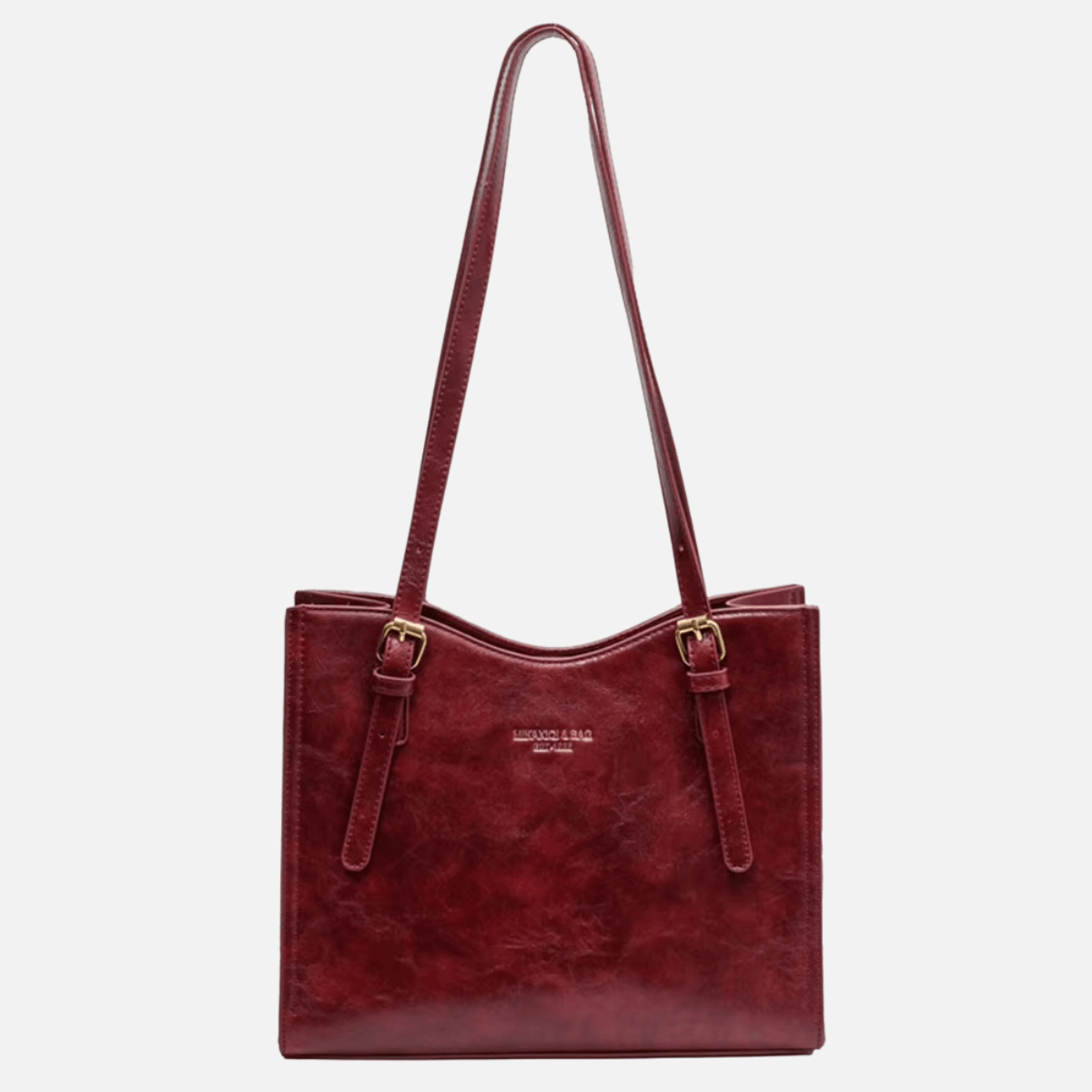 Women’s Structured Shoulder Bag with Dual Straps and Hanging Charm Detail