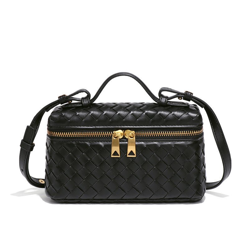 Women’s Woven Shoulder Bag – Structured Compact Silhouette with Top Handle
