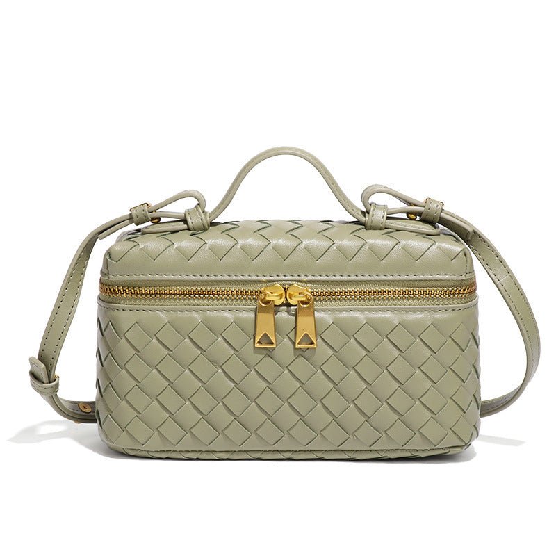 Women’s Woven Shoulder Bag – Structured Compact Silhouette with Top Handle