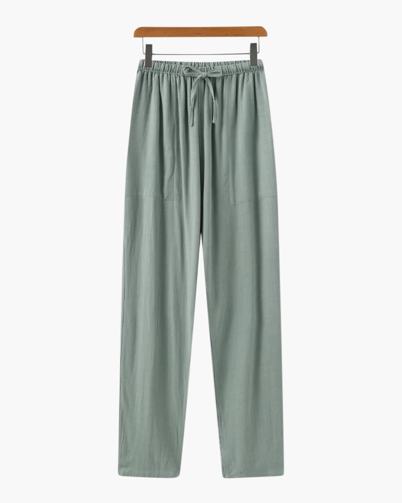 Men's Linen Drawstring Waist Relaxed Fit Straight Leg Pants