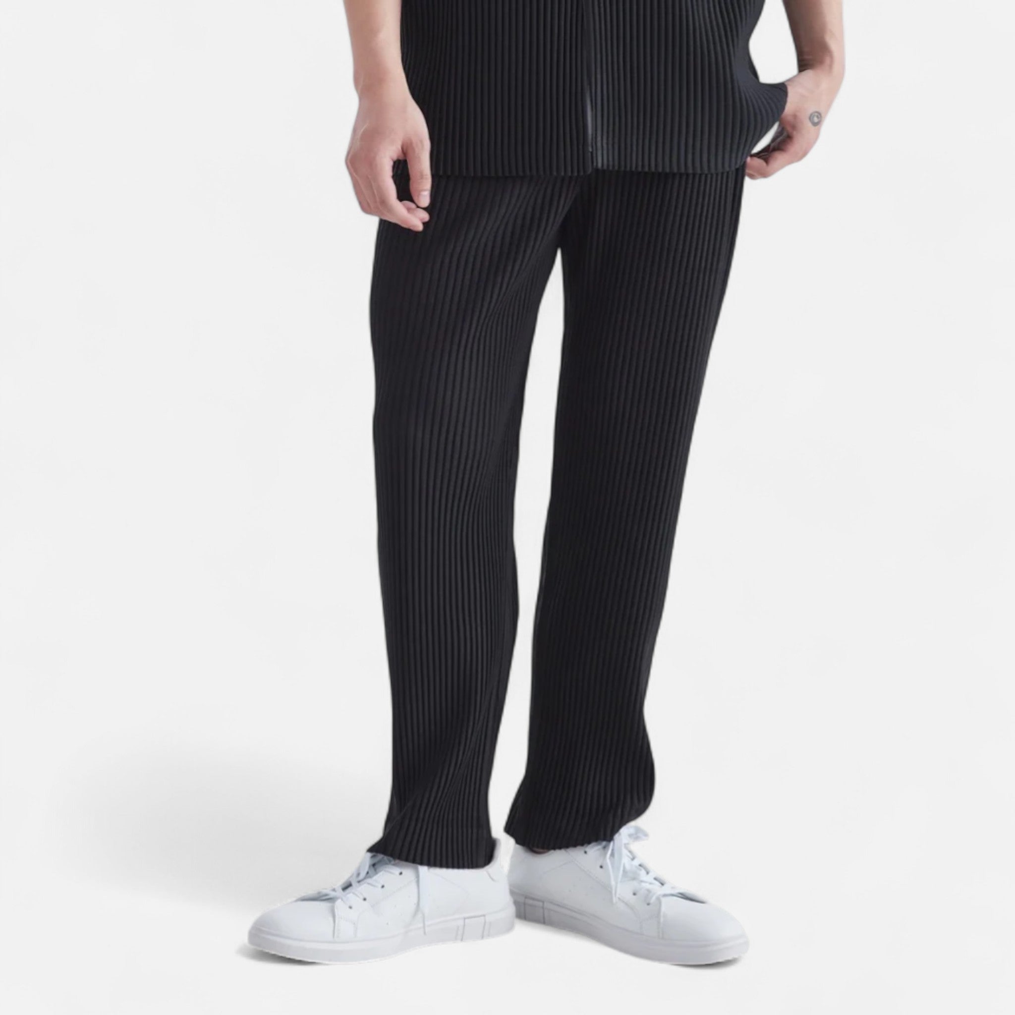 Men’s Ribbed Relaxed Trousers – Clean Lines with a Modern Textured Finish