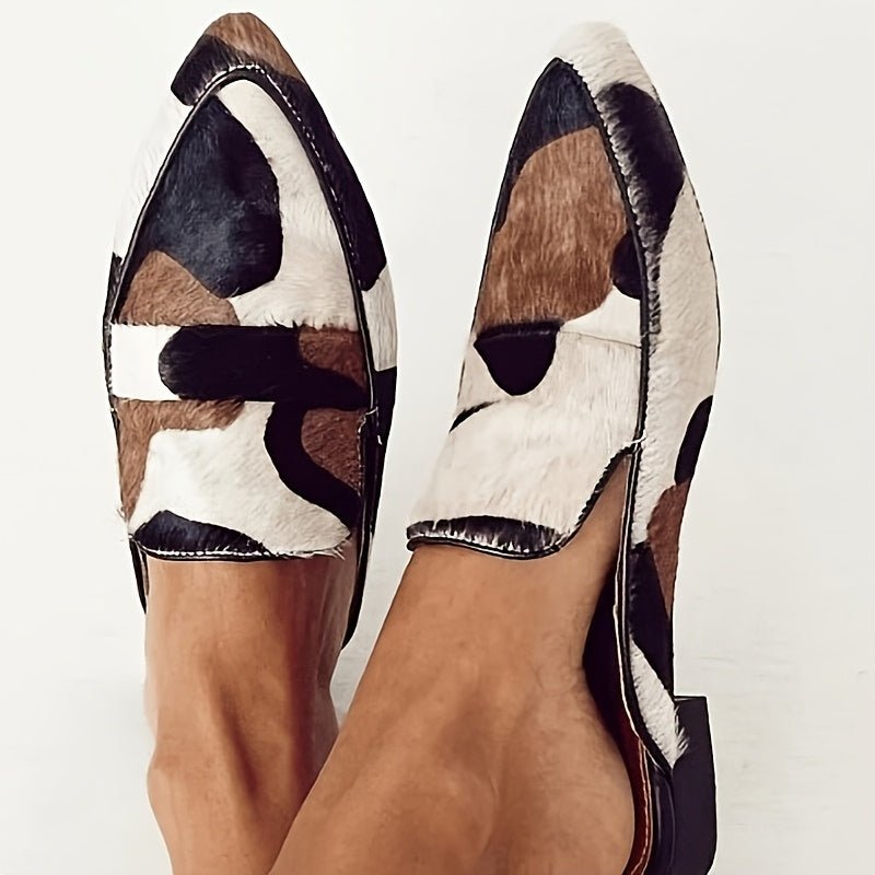 Women's Flats Cow Print Pointed Toe Mule