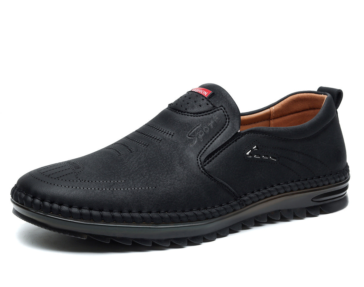 Mocassins à enfiler pour hommes avec couture contrastée et détails perforés